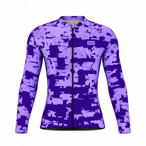 Kerékpáros mez hosszú ujjú - Glitch Purple