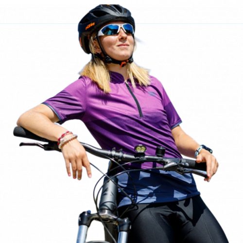 Kerékpáros Mez - Weekend - Női - THREE - STRIPE - PURPLE - BLUE + Kerékpáros rövidnadrág - STANDARD BLACK - Base