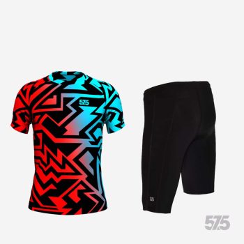   Futópóló High Performance - Aztec - Red -Blue + Futónadrág rövid szárú - STANDARD BLACK