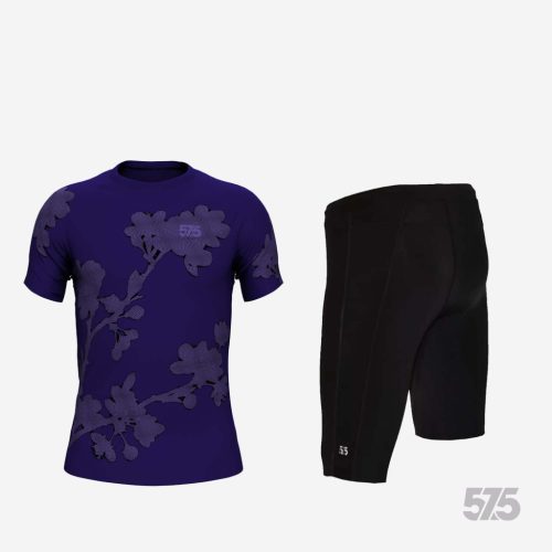 Futópóló High Performance - Moire Purple + Futónadrág rövid szárú - STANDARD BLACK
