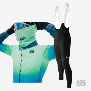   Kerékpáros Thermo felső - DREAM - FLUO - BLUE + Kerékpáros hosszúnadrág kantáros - STANDARD BLACK