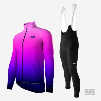   Kerékpáros Thermo felső - DREAM - PINK - PURPLE + Kerékpáros hosszúnadrág kantáros - STANDARD BLACK