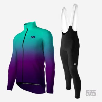   Kerékpáros Thermo felső - DREAM - TURQUOISE - VIOLET + Kerékpáros hosszúnadrág kantáros - STANDARD BLACK