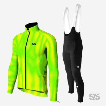   Kerékpáros Thermo felső - FLUO - Green + Kerékpáros hosszúnadrág kantáros - STANDARD BLACK