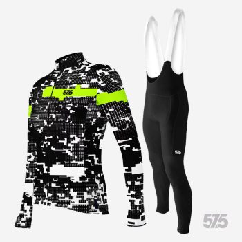   Kerékpáros Thermo felső - GLITCH - Black + Kerékpáros hosszúnadrág kantáros - STANDARD BLACK