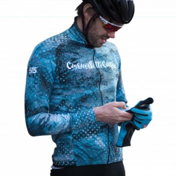   Kerékpáros Thermo felső - HURRICANO - Blue + Kerékpáros hosszúnadrág kantáros - STANDARD BLACK