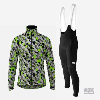   Kerékpáros Thermo felső - Lenta Fluo + Kerékpáros hosszúnadrág kantáros - STANDARD BLACK