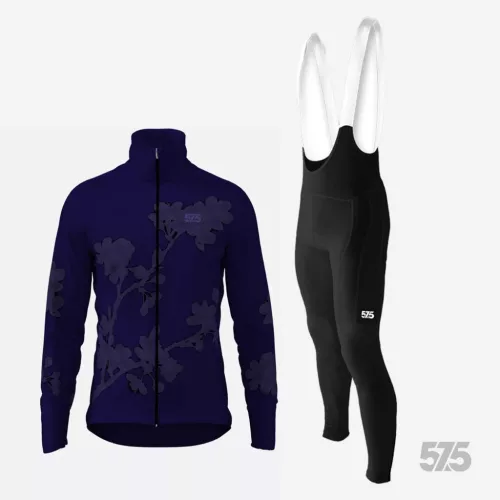 Kerékpáros Thermo felső - Moire Purple + Kerékpáros hosszúnadrág kantáros - STANDARD BLACK