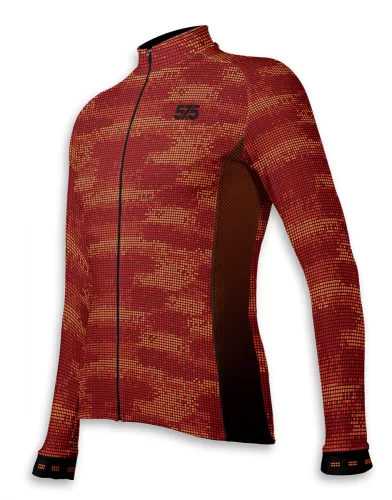 Kerékpáros Thermo felső - Pixel - Orange + Kerékpáros hosszúnadrág kantáros - STANDARD BLACK