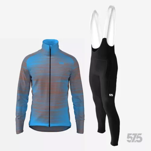 Kerékpáros Thermo felső - Sirocco Duo Blue + Kerékpáros hosszúnadrág kantáros - STANDARD BLACK