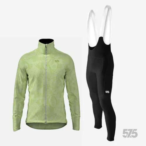 Kerékpáros Thermo felső - Snake Pael Green + Kerékpáros hosszúnadrág kantáros - STANDARD BLACK