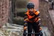 Kerékpáros Thermo felső - STRIPE - Orange + Kerékpáros hosszúnadrág kantáros - STANDARD BLACK