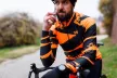 Kerékpáros Thermo felső - STRIPE - Orange + Kerékpáros hosszúnadrág kantáros - STANDARD BLACK