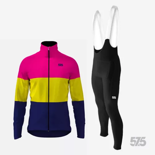 Kerékpáros Thermo felső - ThreeStripe Pink + Kerékpáros hosszúnadrág kantáros - STANDARD BLACK