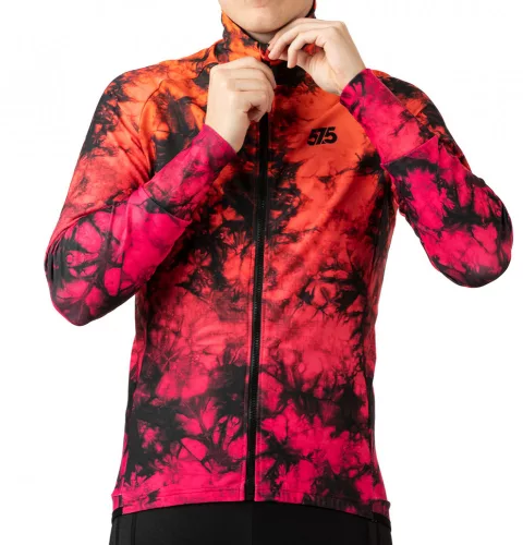 Kerékpáros Thermo felső - Tie Dye - Blody Mary + Kerékpáros hosszúnadrág kantáros - STANDARD BLACK