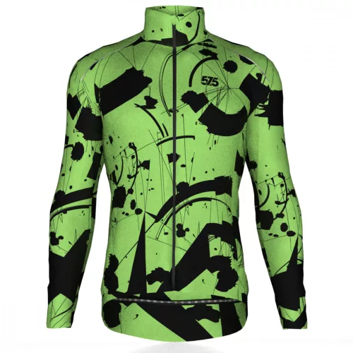 Kerékpáros Thermo felső - WHEEL SPLASH - Pistachio + Kerékpáros hosszúnadrág kantáros - STANDARD BLACK