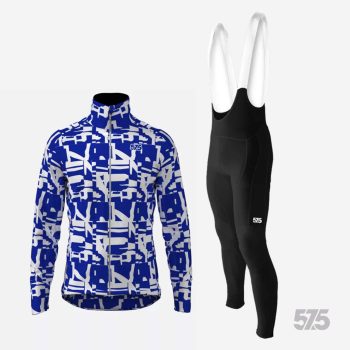   Kerékpáros Thermofelső HighPerformance - Broken White Blue + Kerékpáros Cargo hosszúnadrág kantáros - STANDARD BLACK