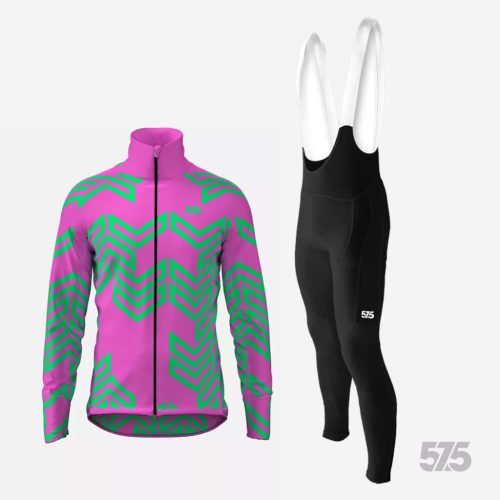 Kerékpáros Thermofelső HighPerformance - Cori Pink + Kerékpáros Cargo hosszúnadrág kantáros - STANDARD BLACK