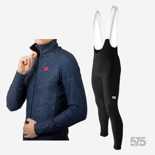 Kerékpáros Thermofelső HighPerformance - Crayons - Blue + Kerékpáros Cargo hosszúnadrág kantáros - STANDARD BLACK