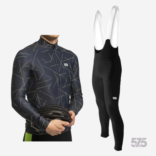 Kerékpáros Thermofelső HighPerformance - Cross - Blue + Kerékpáros Cargo hosszúnadrág kantáros - STANDARD BLACK