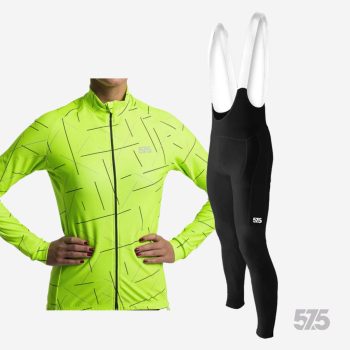   Kerékpáros Thermofelső HighPerformance - Cross - Fluo + Kerékpáros Cargo hosszúnadrág kantáros - STANDARD BLACK