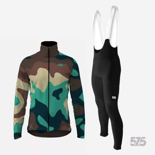 Kerékpáros Thermofelső HighPerformance - New Camo Turquoise + Kerékpáros Cargo hosszúnadrág kantáros - STANDARD BLACK