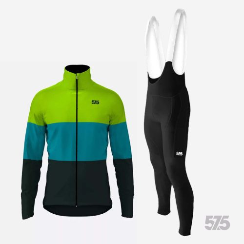 Kerékpáros Thermofelső HighPerformance - ThreeStripe Dark Cyan + Kerékpáros Cargo hosszúnadrág kantáros - STANDARD BLACK