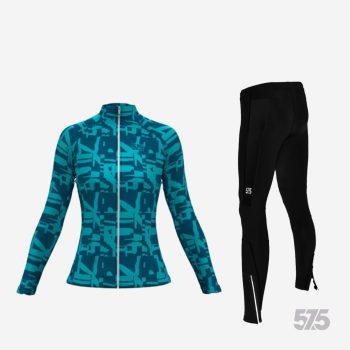   Futófelső BOSTON Női hosszú ujjal - Broken - Blue + Futónadrág RUN+ - STANDARD BLACK