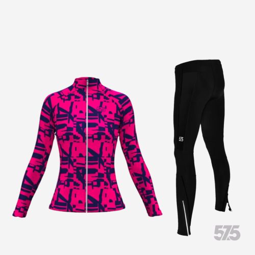 Futófelső BOSTON Női hosszú ujjal - Broken - Redblue + Futónadrág RUN+ - STANDARD BLACK