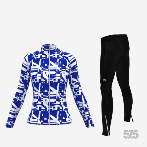 Futófelső BOSTON Női hosszú ujjal - Broken - White Blue + Futónadrág RUN+ - STANDARD BLACK