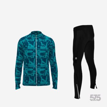   Futófelső BOSTON hosszú ujjal - Broken - Blue + Futónadrág RUN+ - STANDARD BLACK