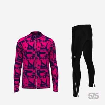   Futófelső BOSTON hosszú ujjal - Broken - Redblue + Futónadrág RUN+ - STANDARD BLACK