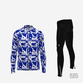   Futófelső BOSTON hosszú ujjal - Broken - White Blue + Futónadrág RUN+ - STANDARD BLACK