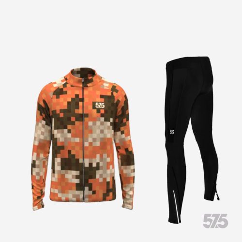 Futófelső BOSTON hosszú ujjal - Pixel Camo Autumn + Futónadrág RUN+ - STANDARD BLACK