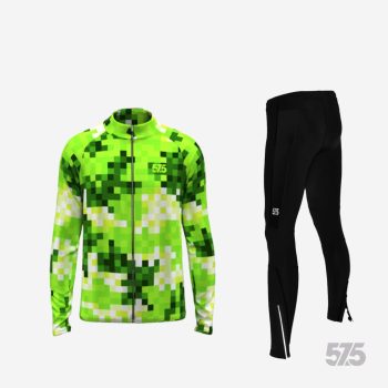   Futófelső BOSTON hosszú ujjal - Pixel Camo Green + Futónadrág RUN+ - STANDARD BLACK