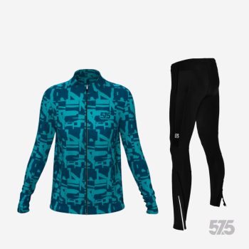   Futófelső OSLO Női hosszú ujjal - Broken - Blue + Futónadrág RUN+ Winter - Standard Black