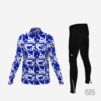   Futófelső OSLO Női hosszú ujjal - Broken - White Blue + Futónadrág RUN+ Winter - Standard Black