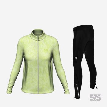   Futófelső OSLO Női hosszú ujjal - Snake - Pale Green + Futónadrág RUN+ Winter - Standard Black