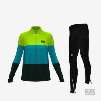   Futófelső OSLO Női hosszú ujjal - Threestripe Dark Cyan + Futónadrág RUN+ Winter - Standard Black