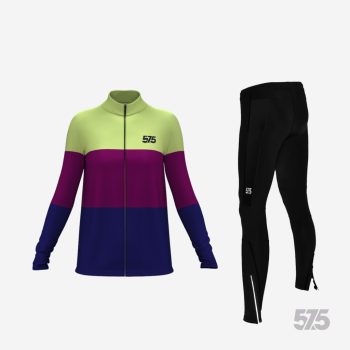   Futófelső OSLO Női hosszú ujjal - Threestripe Pale Green + Futónadrág RUN+ Winter - Standard Black