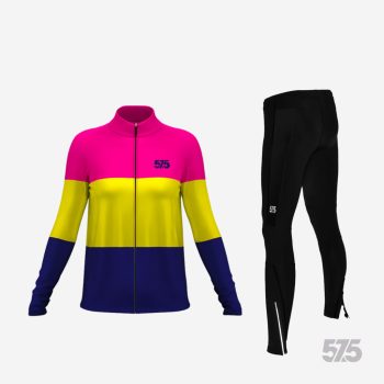   Futófelső OSLO Női hosszú ujjal - Threestripe Pink + Futónadrág RUN+ Winter - Standard Black