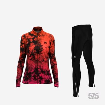   Futófelső OSLO Női hosszú ujjal - Tie Dye Bloody Mary + Futónadrág RUN+ Winter - Standard Black