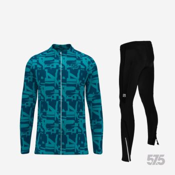   Futófelső OSLO hosszú ujjal - Broken - Blue + Futónadrág RUN+ Winter - Standard Black