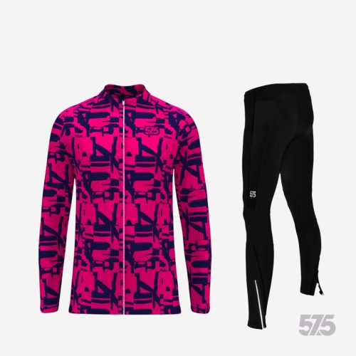 Futófelső OSLO hosszú ujjal - Broken - Redblue + Futónadrág RUN+ Winter - Standard Black