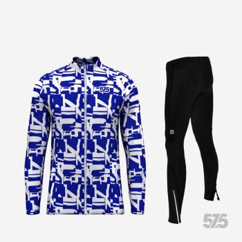   Futófelső OSLO hosszú ujjal - Broken - White Blue + Futónadrág RUN+ Winter - Standard Black