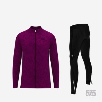   Futófelső OSLO hosszú ujjal - Snake - Dark Magenta + Futónadrág RUN+ Winter - Standard Black