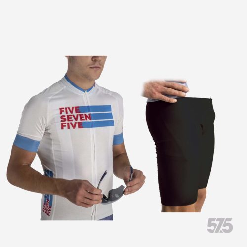 Kerékpáros Mez - PRO Gavia - 575 JEANS - White + Kerékpáros HIGH PERFORMANCE rövidnadrág Kantáros - STANDARD BLACK - Base