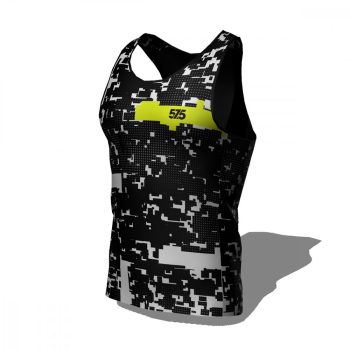 Futópóló ujjatlan férfi - Glitch Black Fluo