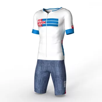   Triatlon versenymez - 2 részes - rövid ujjú - Jeans - White