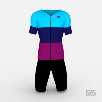   Triatlon versenymez - 2 részes - rövid ujjú - Threestripe Dark Magenta